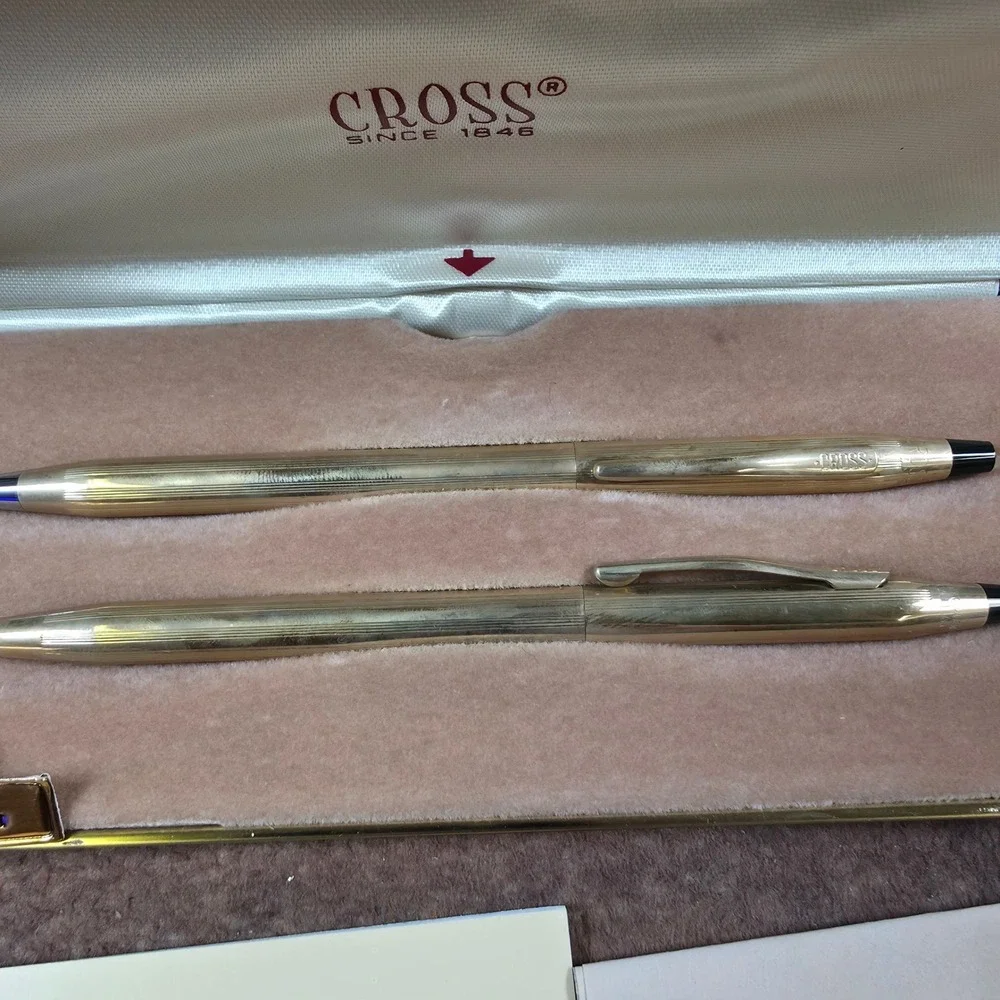 Cross Pen and Pencil Set Mens OS Gold Good 10K Gold Filled 4501 Vintage Case
